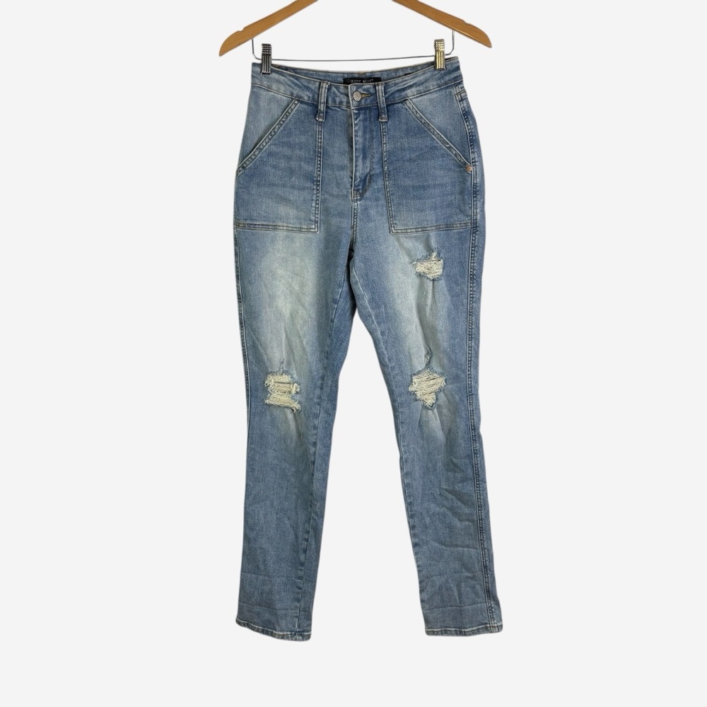 Judy Blue Jeans 7/28 High Waist Patch Pocket & Destroy Boyfriend Denim 88825 - Picture 4 of 16